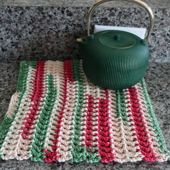 Multicolored Crochet Dish Drying Mats 100% Cotton Kitchen - Picture 3 of 11